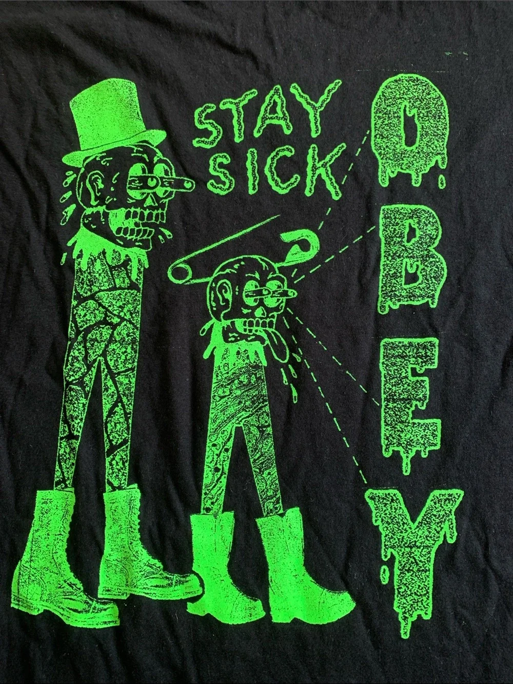 Obey Black 'Stay Sick' Short Sleeve Graphic Tee - Picture 1 of 9